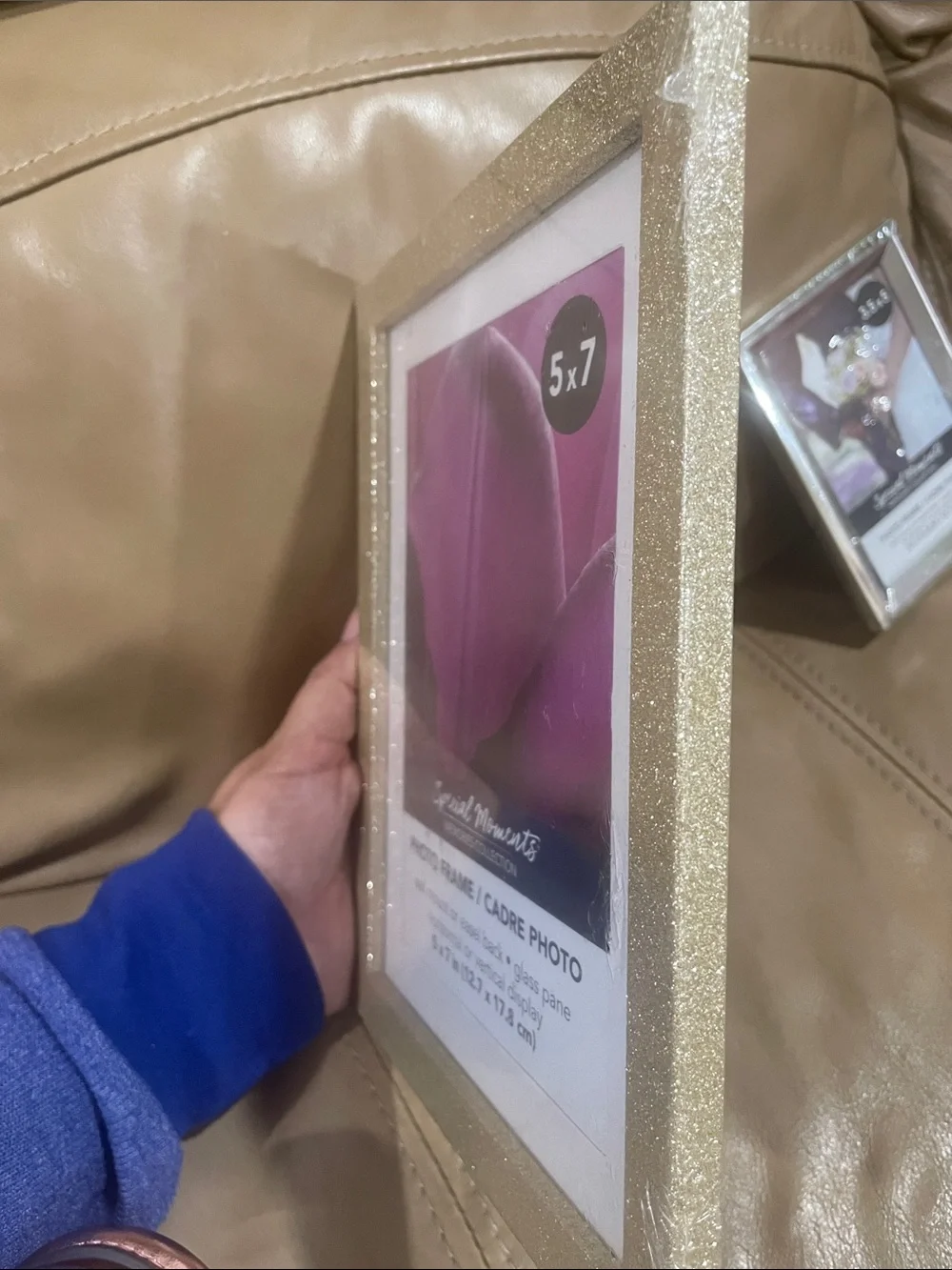Special Moments Glitter Photo Frame - Cream Sparkle and silver